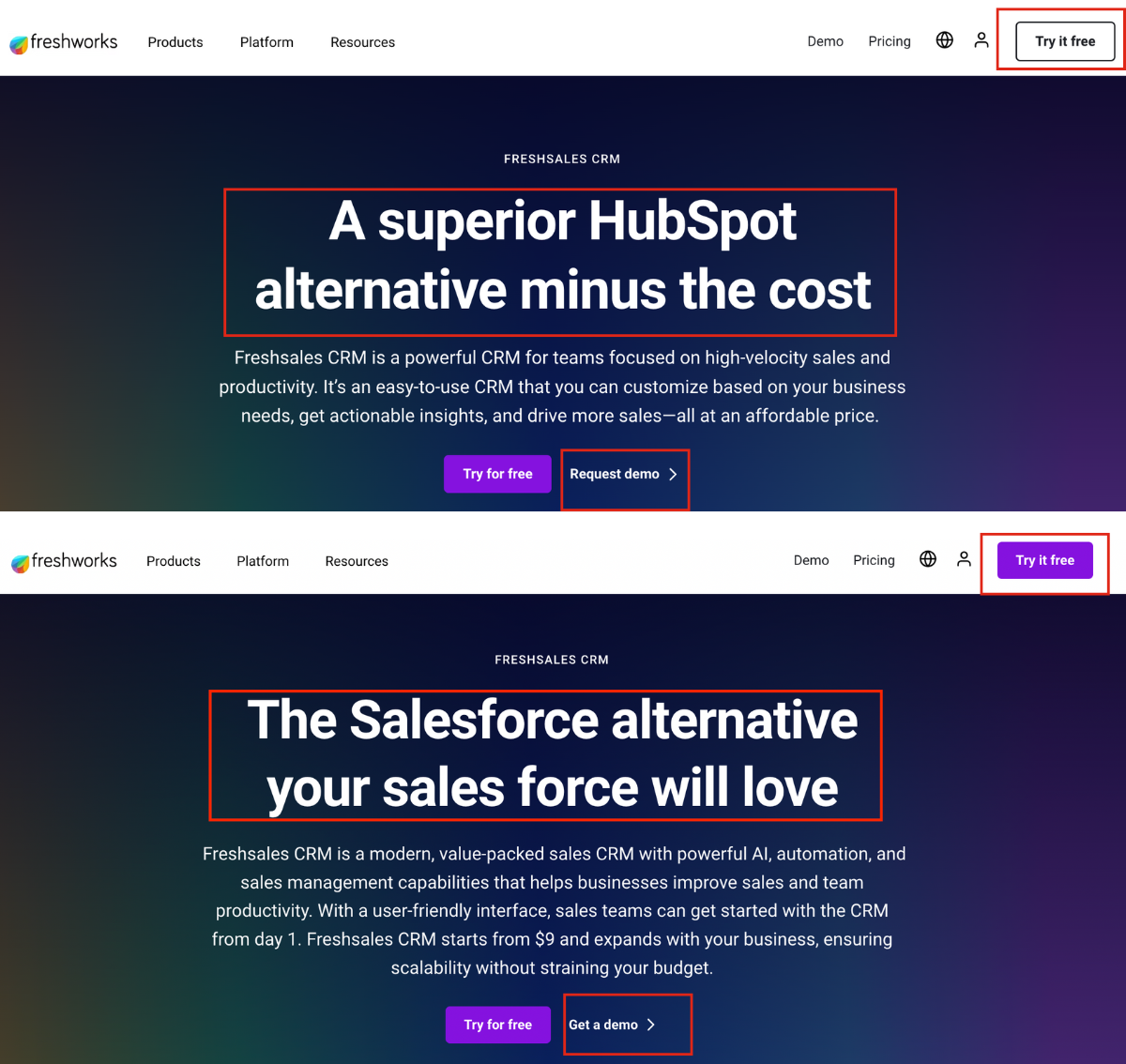 Freshsales CRM as superior HubSpot and Salesforce salesforce alternatives.