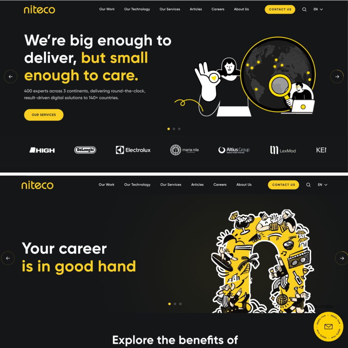 Niteco digital solutions delivering global services with care and career support