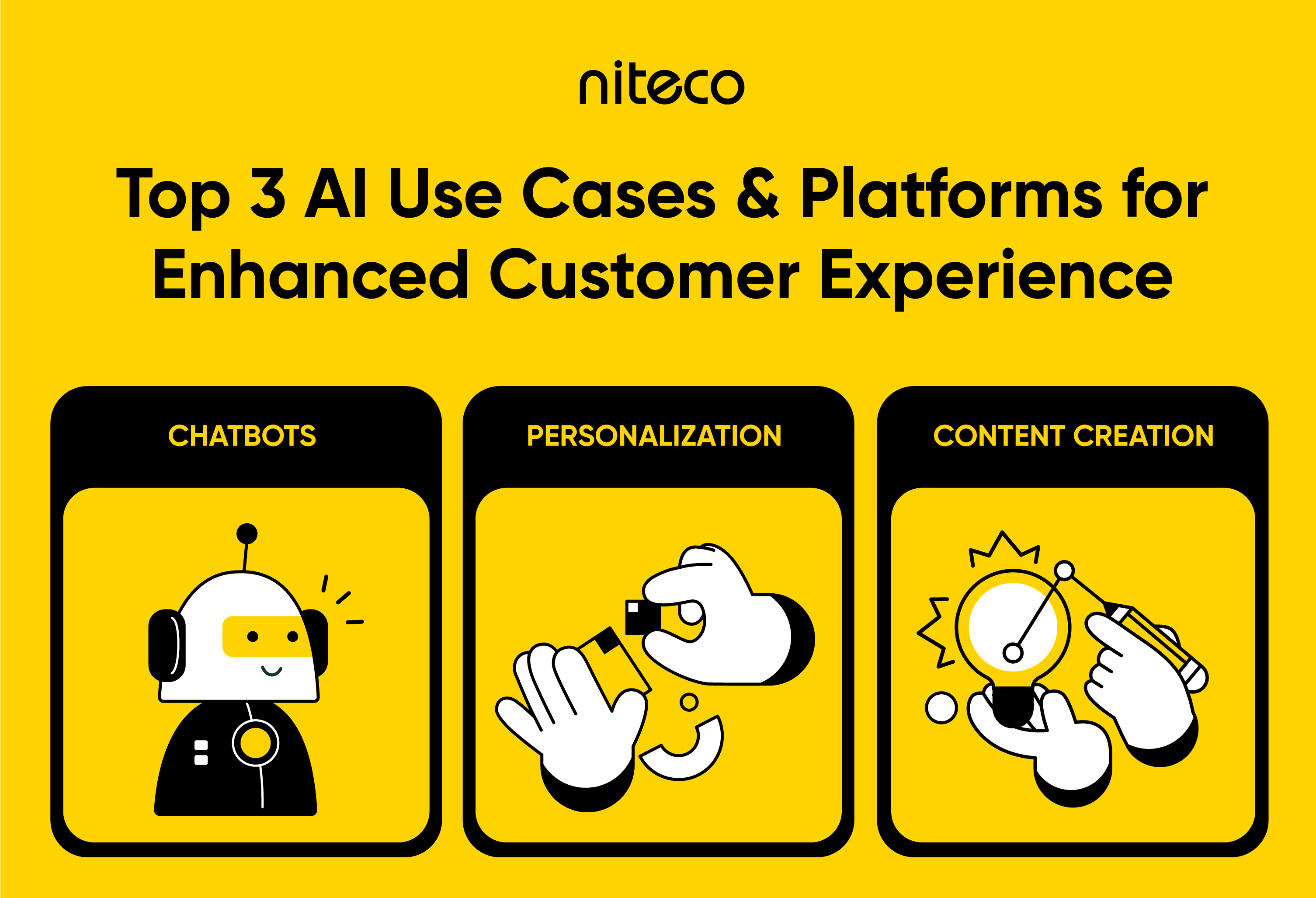 Top 3 AI use cases for enhanced customer experience: Chatbots, Personalization, Content Creation