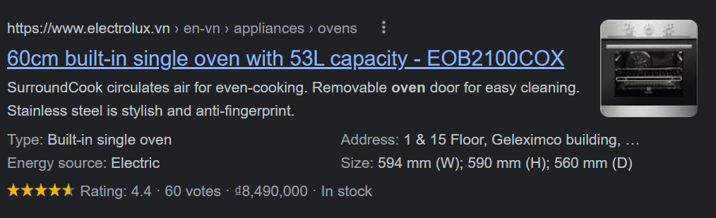 Built-in single oven 60cm with 53L capacity and stainless steel design