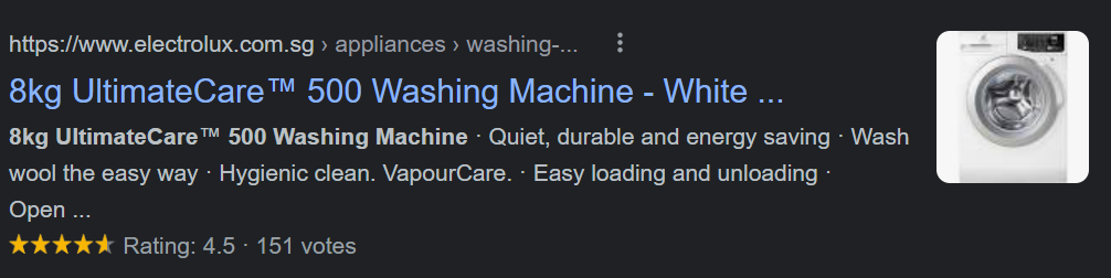 8kg UltimateCare 500 washing machine in white with front-loading door