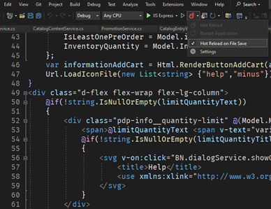 Visual Studio code editor displaying C# code with inventory quantity and order logic.