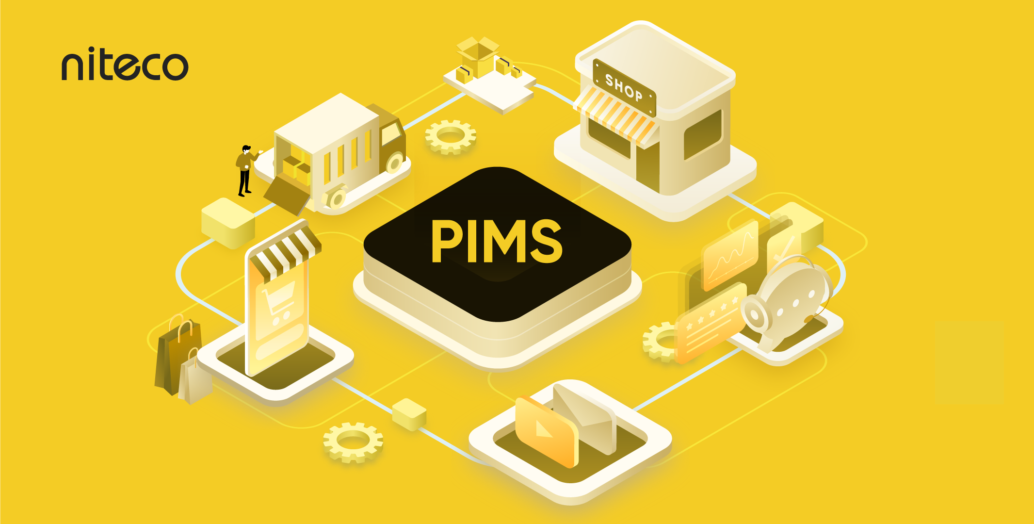 Niteco PIMS connecting online stores, delivery, customer support, and marketing tools
