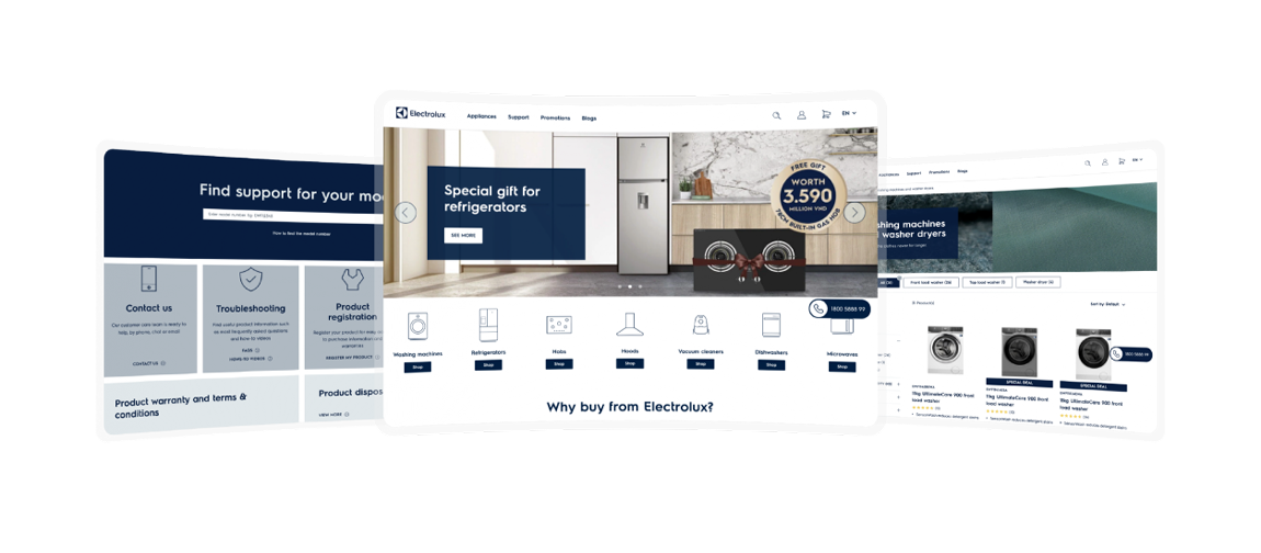 Designing & building an adaptable eCommerce website for Electrolux’s APAC and MEA markets Designing & building an adaptable eCommerce website for Electrolux’s APAC and MEA markets