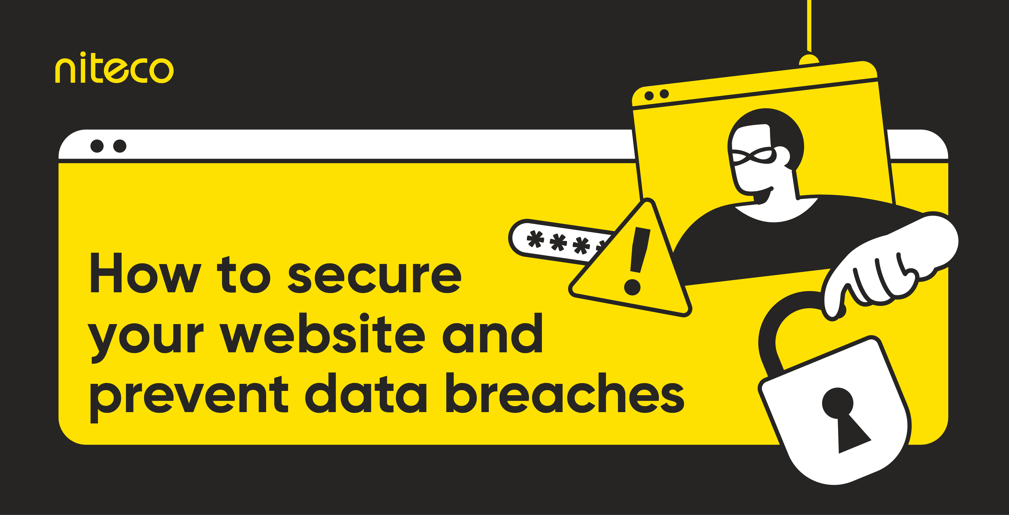 How to secure your website with a padlock and hacker warning symbol