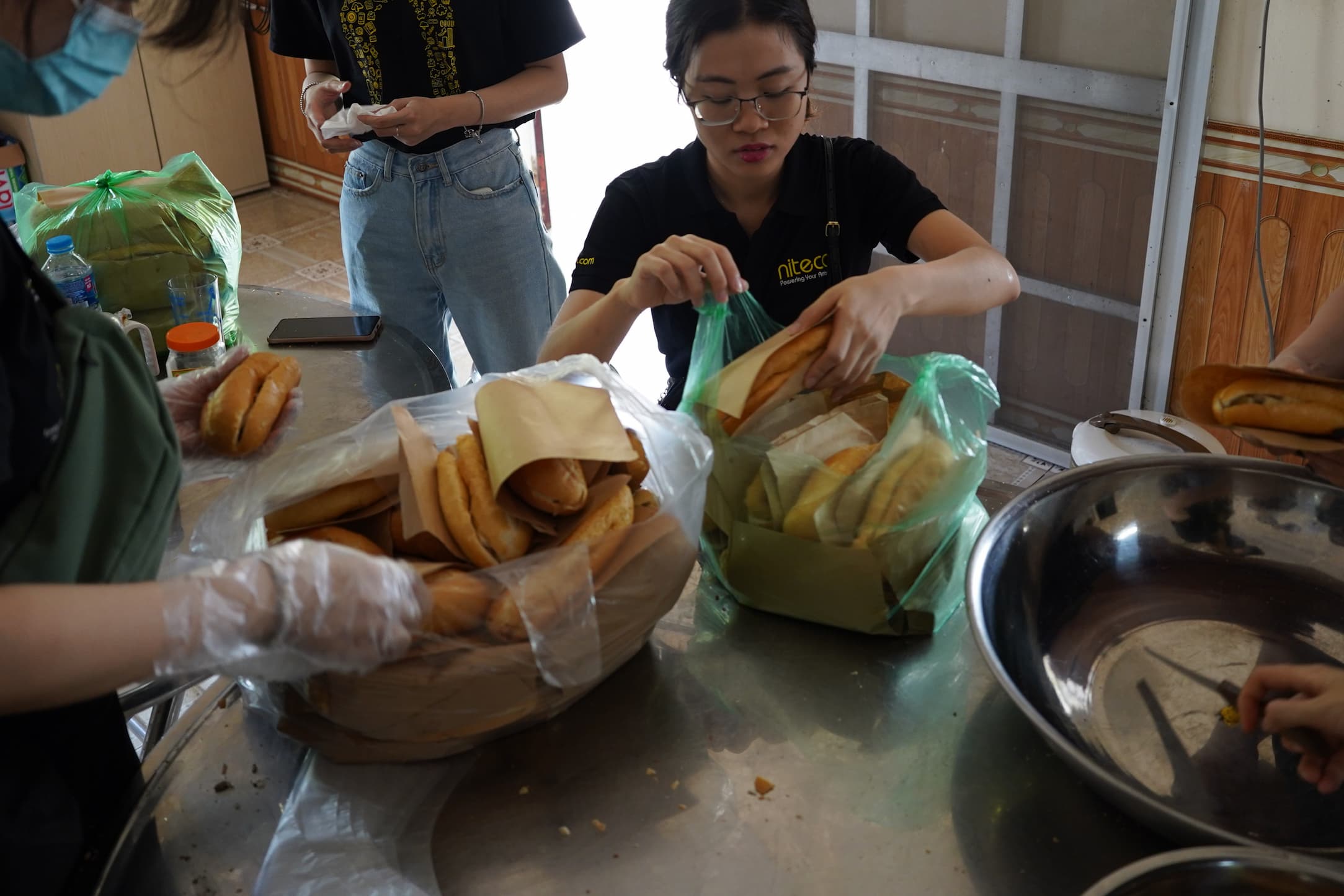 NICEF delegation making lunch for children
