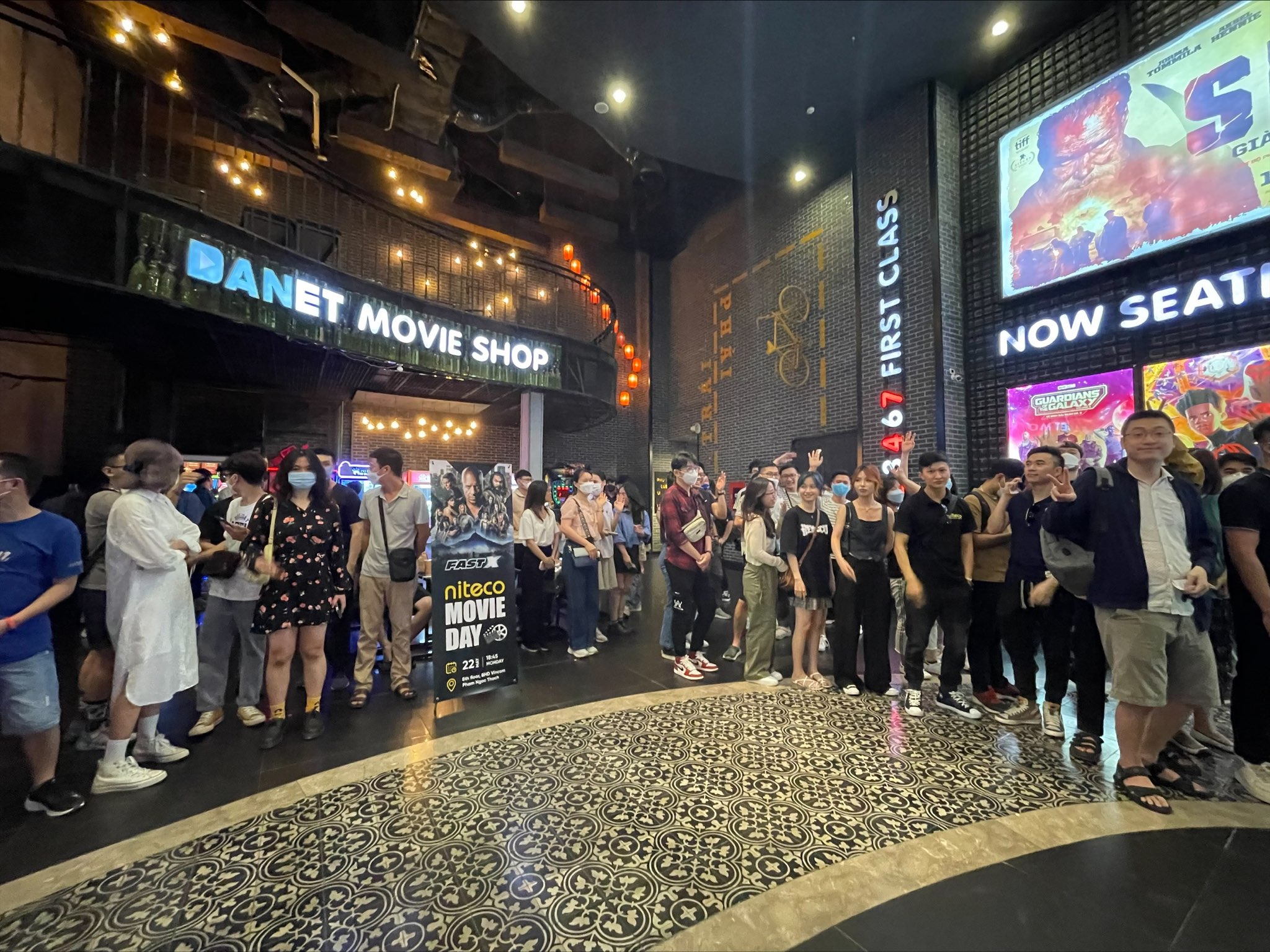Crowd queuing for Niteco Movie Day at Danet Movie Shop cinema lobby