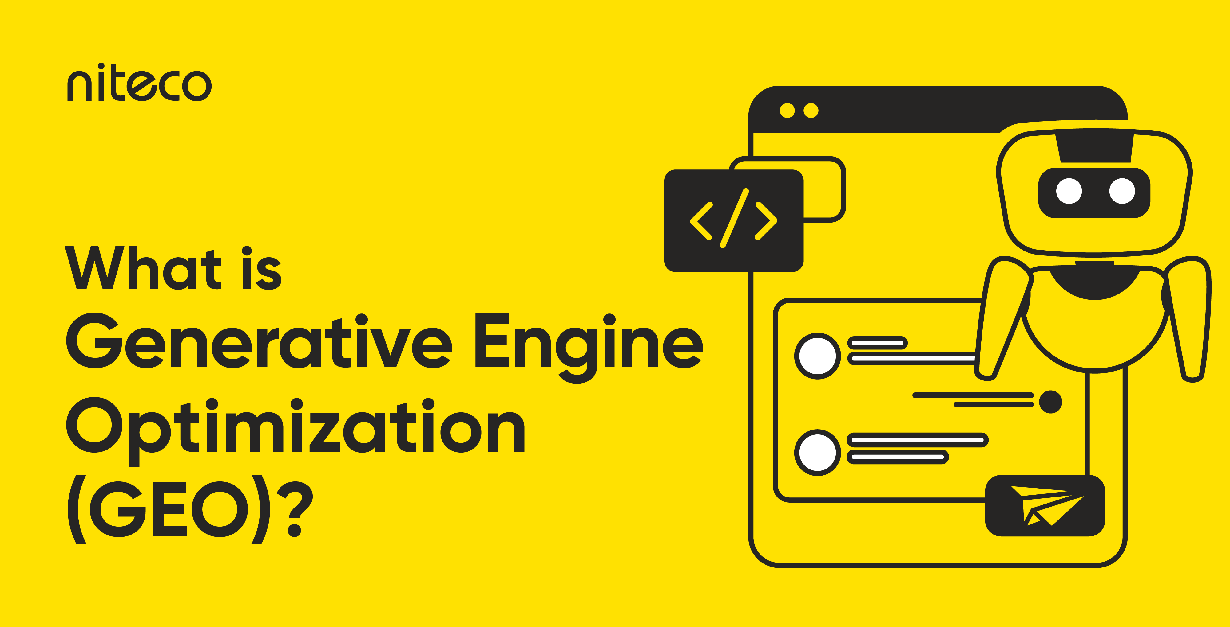 What is Generative Engine Optimization (GEO) with coding and robot icon