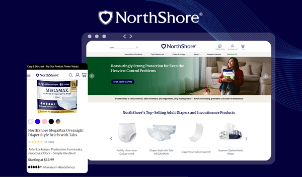 NorthShore adult diapers and incontinence products with Megamax absorbency options