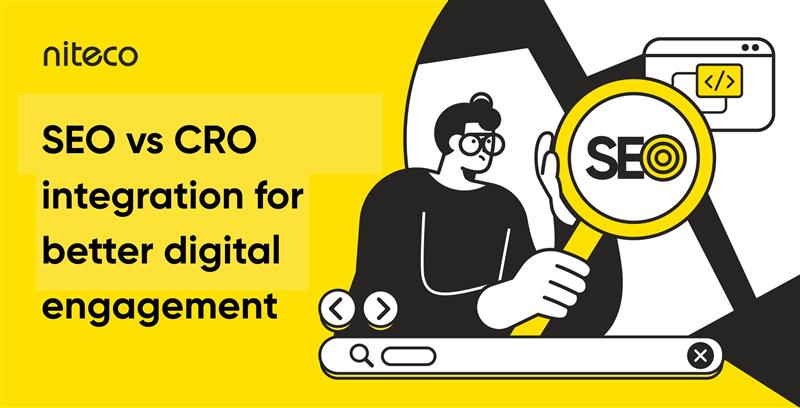Illustration showing SEO vs CRO integration for better digital engagement.