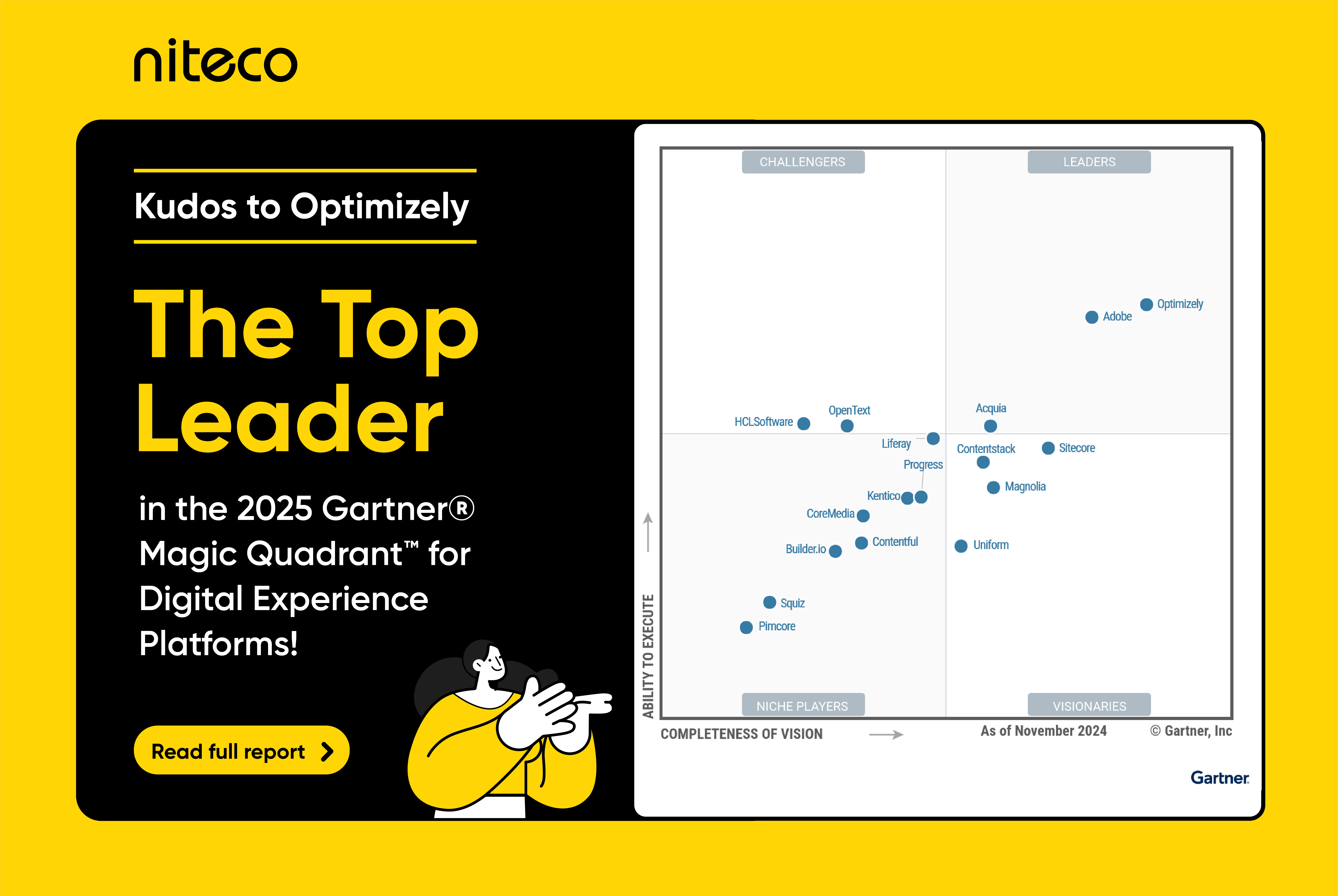 Gartner 2025 Magic Quadrant shows Optimizely as the top leader in digital experience platforms