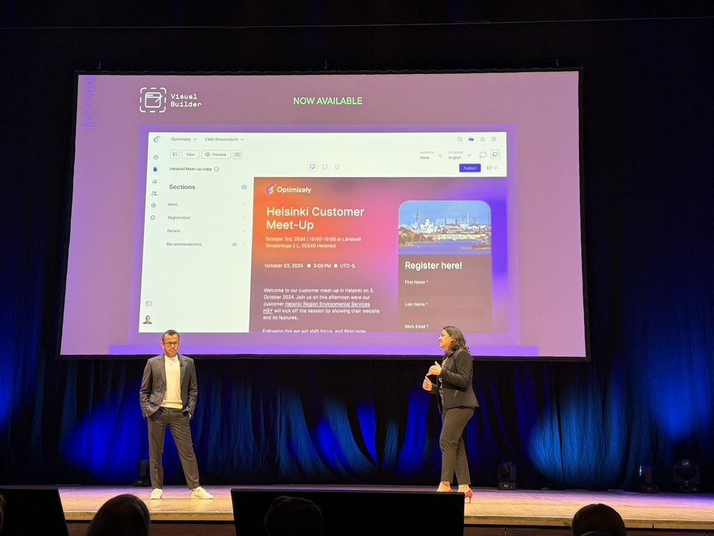 Visual Builder launch announcement during Helsinki Customer Meet-Up presentation
