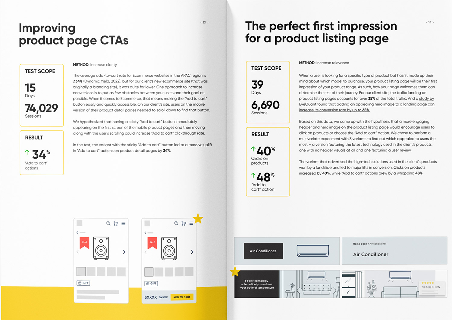 Improving product page CTAs and perfect first impression for product listing page results