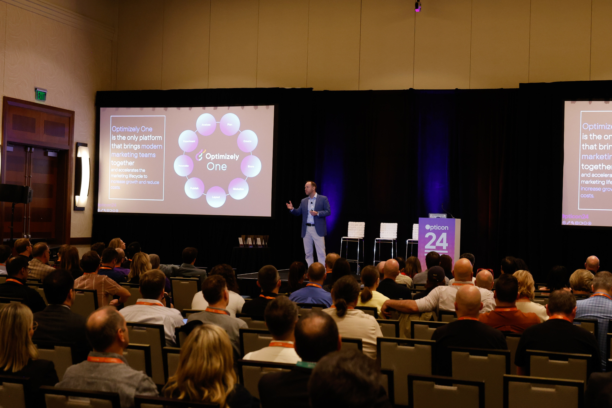 Optimizely One platform presentation at Opticon24 marketing conference