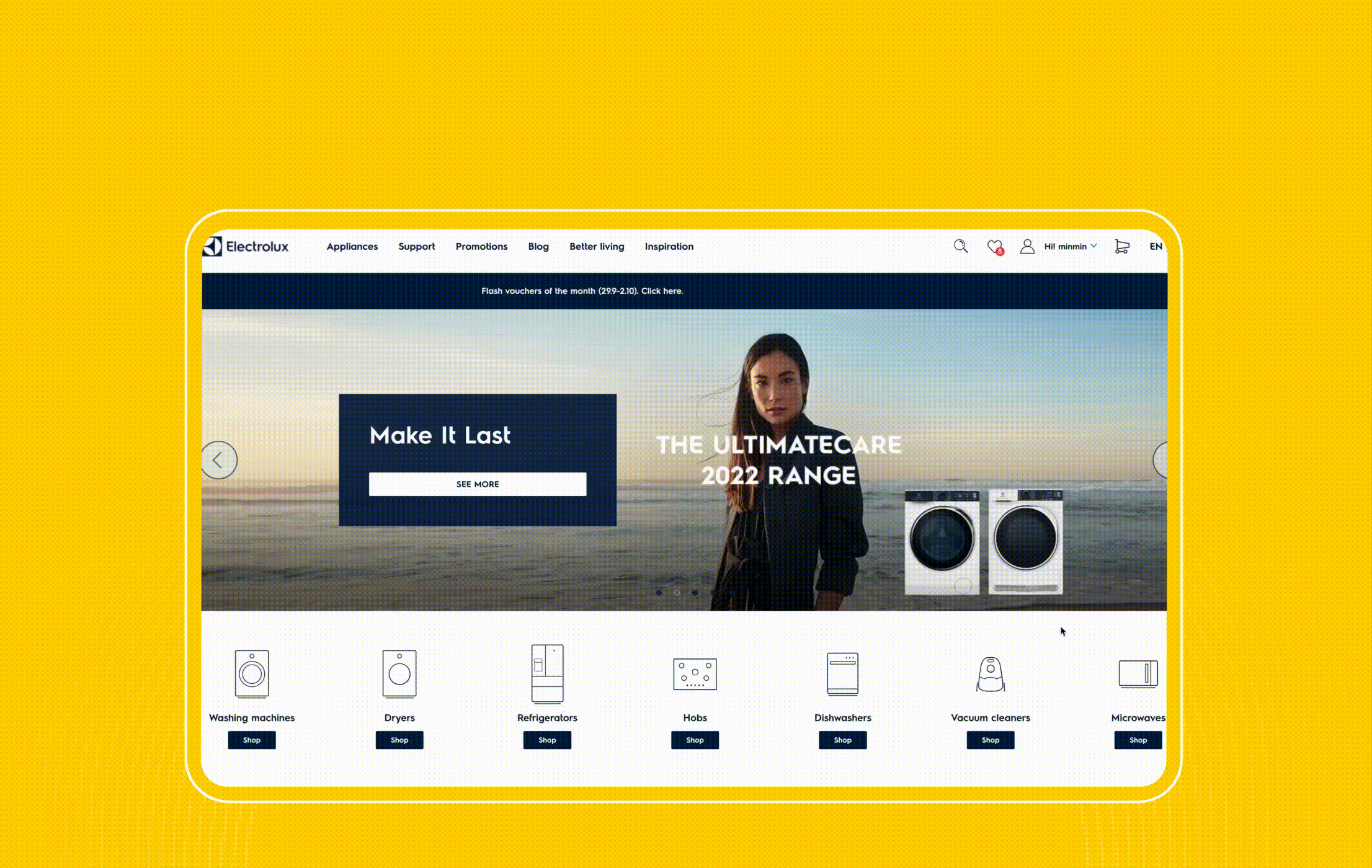 Electrolux UltimateCare 2022 washing machines and dryers with Make It Last campaign