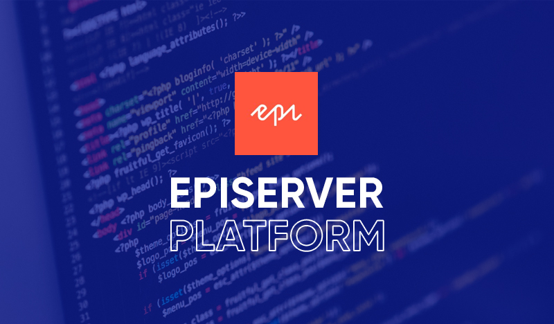 Optimizely platform logo over blue background with PHP coding for web development