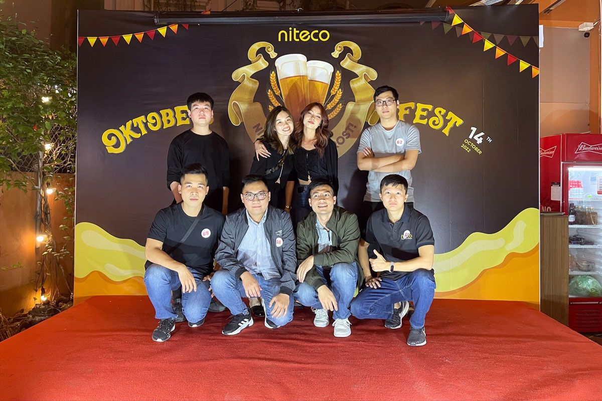 Niteco team celebrating Oktoberfest on October 14, 2022, with festive decor