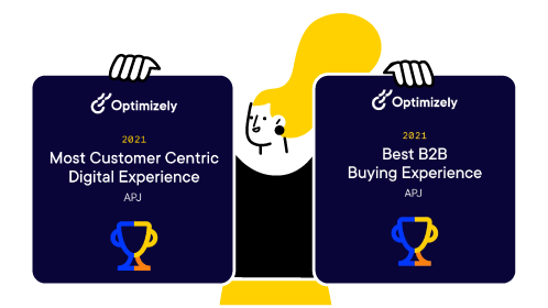 Optimizely 2021 awards for Most Customer Centric Digital Experience and Best B2B Buying Experience