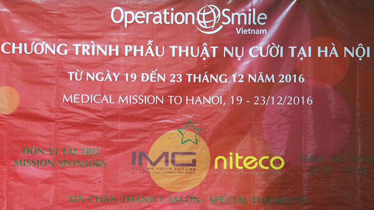 Operation Smile Vietnam medical mission banner for cleft surgery in Hanoi 2016