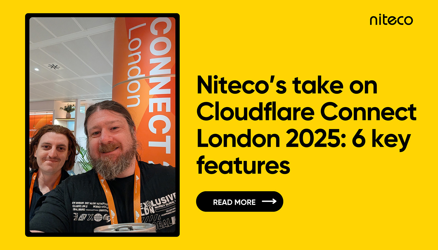 Niteco team at Cloudflare Connect London 2025 highlighting 6 key features